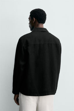 SOBRECAMISA  REGULAR FIT 100% LINO / Negro - Zara фото 3