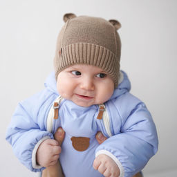 Шапка хлопковая однослойная с ушками на подкладе Беж на завязках 0+ - Bungly фото 2