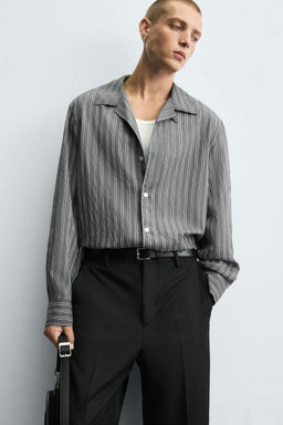 CREASED-EFFECT STRIPED FLOWING SHIRT - Zara фото 5