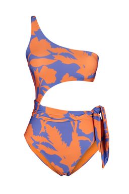 TRENDYOLMILLA Cicek Desenli Tek Omuz Cut Out/Pencereli Regular Mayo TBESS22MA0197 фото 6