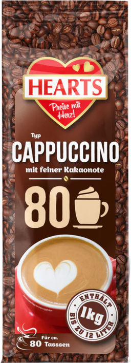 Cappuccino HEARTS. Kakaonote 1 кг. мягкая упаковка