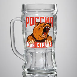 Кружка пивная с надписью Россия, моя страна, 500 мл - Дорого внимание фото 2