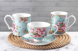 Чайн. наб. 12 пр. 300 мл Яблоневый цвет на голубом на ножке, NEW BONE CHINA - Elan gallery фото 18