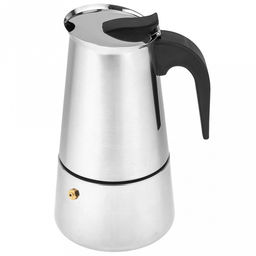 Кофеварка из нержавеющей стали, гейзерная, на 6 чашек, 370мл д9,5см h19,5см, бакелитовая ручка, подарочная коробка (Китай)