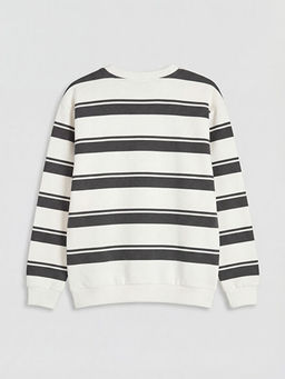 Bisiklet Yaka ?izgili Erkek ?ocuk Sweatshirt