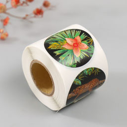 Наклейка бумага Гепарды, тиснение золото, d=3.8 см, 252 шт. в рулоне