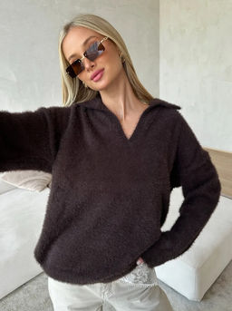 K13203 Джемпер (вязаный трикотаж) КОРИЧНЕВЫЙ