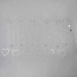 Гирлянда Бахрома 2.4?0.9 м с насадками Сердце, IP20, прозрачная нить, 186 LED, свечение белое, 8 режимов, 220 В - Luazon lighting фото 9