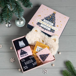 Подарочный набор KAFTAN Новый год: Merry Christmas носки р, 36-39 (23-25 см), маска  фото 10