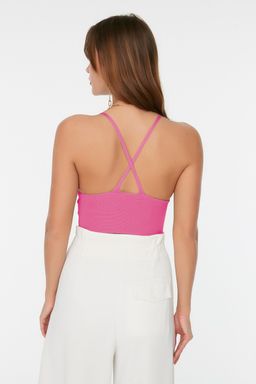 Pembe Super Crop S?rt Detayl? Ince Bluz TWOSS22BZ0760