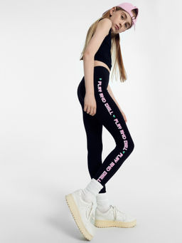 Легинсы для девочек черные с печатью