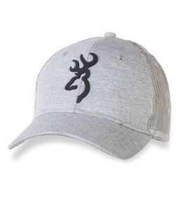 Светло-серая фирменная кепка Browning. Модель весна-лето с сеткой для лучшего воздухообмена №20104
