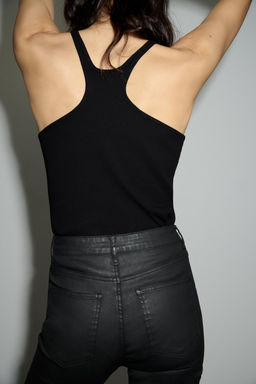 ZW COLLECTION COATED SLIM FIT HIGH-WAIST JEANS - Zara фото 3