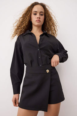 Koyu Kahverengi Dugme Detayl? Mini Sort Etek Sort & Bermuda TWOAW26SR00027 - Trendyolmilla фото 8