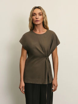 Блузка со шнуровкой изо льна / Zarina  фото 3