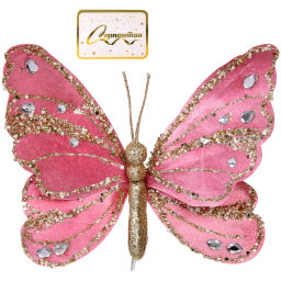 Украшение новогоднее "Нежная бабочка" 19*19 см, Розовый