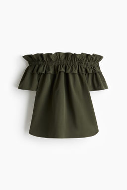 Blusa off-the-shoulder con escote de volante - H&m фото 2