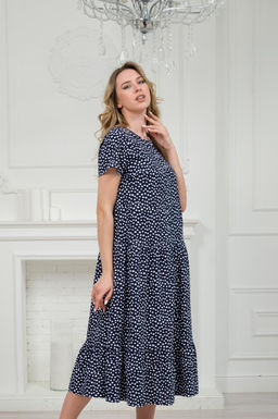Платье женское из кулирки Кармелита горошек на темно-синем - Амадэль фото 6
