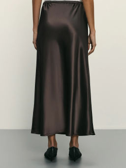 Сатиновая юбка миди с поясом на кулиске / Zarina  фото 4