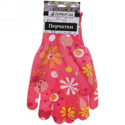 Цена за 12 шт. Перчатки нейлоновые "Лайт-Одуванчики" с ПВХ точкой 8 р-р ДоброСад