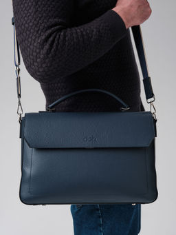 Мужская кожаная сумка Levi DBR 7115 насыщенный синий  фото 4