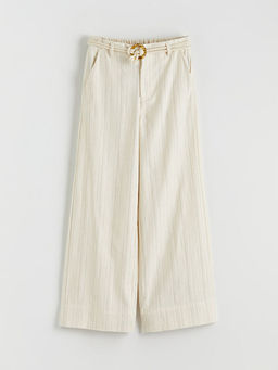 Beli Lastikli ?izgili K?z ?ocuk Pantolon