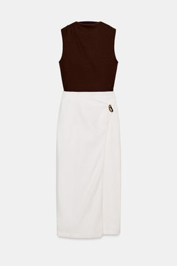 VESTIDO MIDI COMBINADO FORNITURA / Marr?n / Crudo - Zara фото 7