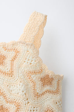 TOP PUNTO CROCHET ESTRELLAS / Beige claro - Zara фото 3