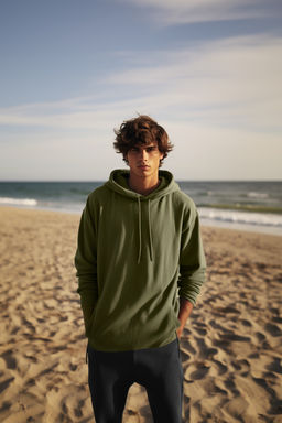 Haki Oversize/Genis Kesim Kapusonlu Ici Polar/S?cak Tutan Sweatshirt TMNAW23SW00195
