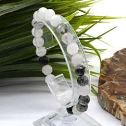 Браслет из турмалиновый кварц шарик граненый 8мм, 17см