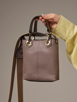 Сумка кожаная кросс-боди Deboro 30347 розово-серый