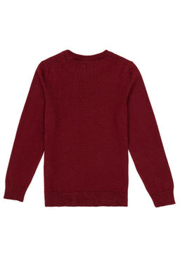 Бордовый трикотажный свитер с круглым вырезом для мальчика - U.s. polo assn фото 5