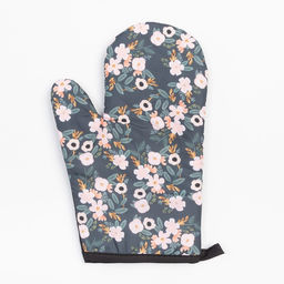 Кухонный набор 2 прихватки Доляна Цветочки , прихватка 17х17 см, варежка 24х18 см, 100% п/э  фото 2