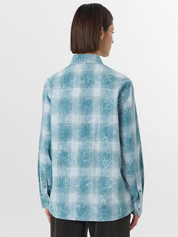 Рубашка женская голубая в клетку