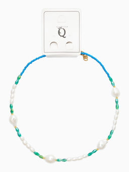 Чокер "Морской мир" жемчуг барочный, цвет голубо-белый в золоте