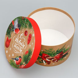 Набор коробок круглых 3 в 1 С Новым Годом, 18 18 13 см - 25 25 15 см - Дарите счастье фото 9