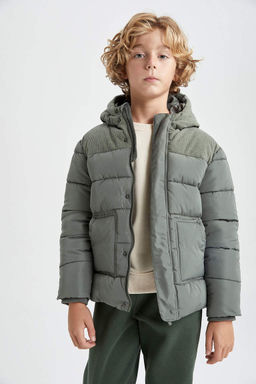 Водоотталкивающая куртка-пуховик с капюшоном для мальчиков - Defacto фото 5