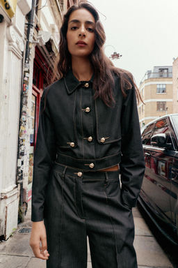 CONTRAST STITCH CROPPED JACKET - Zara фото 3