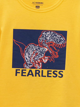 Bisiklet Yaka Dinazor Bask?l? Uzun Kollu Pamuklu Erkek ?ocuk Pijama Tak?m? - Waikiki фото 3