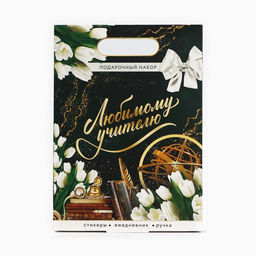 Подарочный набор, ежедневник А5, 80 л., стикеры, ручка «Любимому учителю»