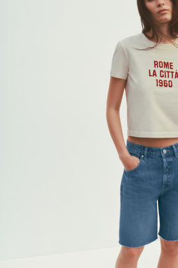 TRF MID-WAIST BELT LOOP DENIM BERMUDA SHORTS - Zara фото 12