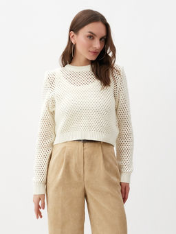 Джемпер сетка женский MIST Knitwear, размер 42 (S), цвет молочный