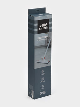 Швабра с отжимом и водосгоном Raccoon, 2 насадки из микрофибры 39×12 см, стальная ручка 130 см