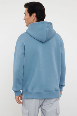 TRENDYOL MAN Siyah Oversize/Genis Kesim Fermuarl? Kapusonlu Ici Polarl? Basic Sweatshirt TMNAW25SW00050 - Trendyolmilla фото 6