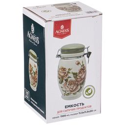 ЕМКОСТЬ ДЛЯ СЫПУЧИХ ПРОДУКТОВ КОРЕЙСКАЯ РОЗА 11,5*11,5 СМ. ВЫСОТА=20 СМ / 1100 МЛ - Agness фото 2