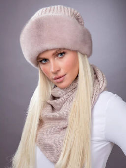 шапка Ника норка трикотаж кизил - Davidovfox фото 7