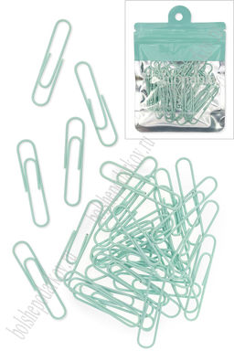 Скрепки 5 см (30 шт) SF-7837, аквамариновый