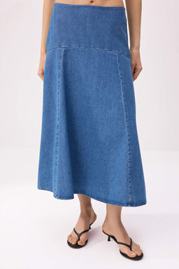 Mavi DOKUMLU Dikis Detayl? Midi Denim Etek TWOSS26ET00096 - Trendyolmilla фото 5