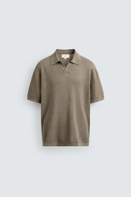 POLO PUNTO REGULAR FIT 100% LINO / Verde claro - Zara фото 8