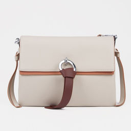 Сумка-мессенджер на клапане, наружный карман, цвет бежевый